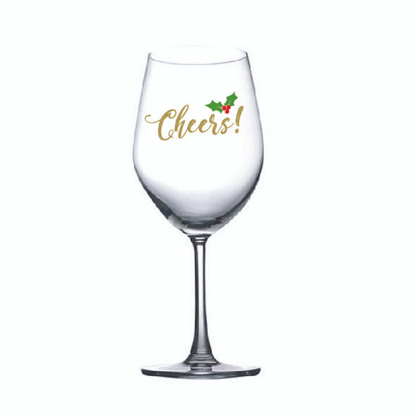 Wedding Wine glass single with Cheers  Gold or Red Decal on glass 590ml