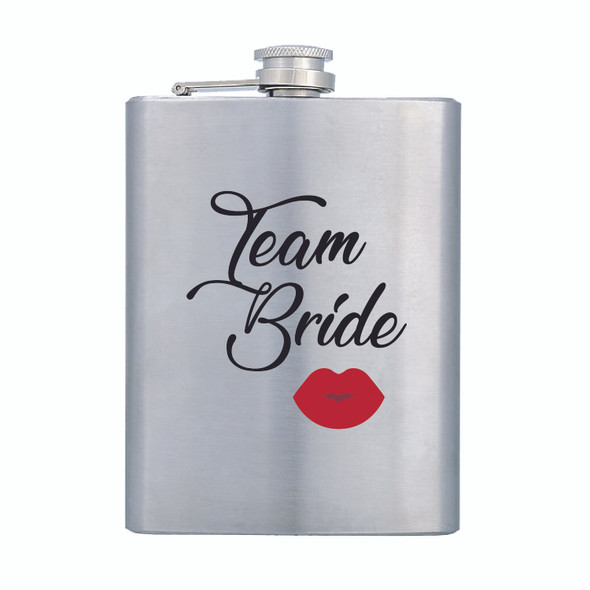 Wedding Hip flask Stainless steel with Team Groom or Team Bride in Black decal