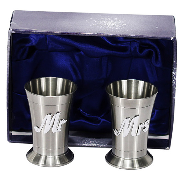 Birthday Single Pewter shot glasses from 18th to 80th embossed gold on glass
