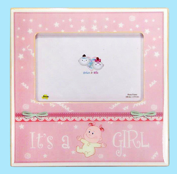 Pink its a girl baby photo frame with handcraft holds 4x6 pictures