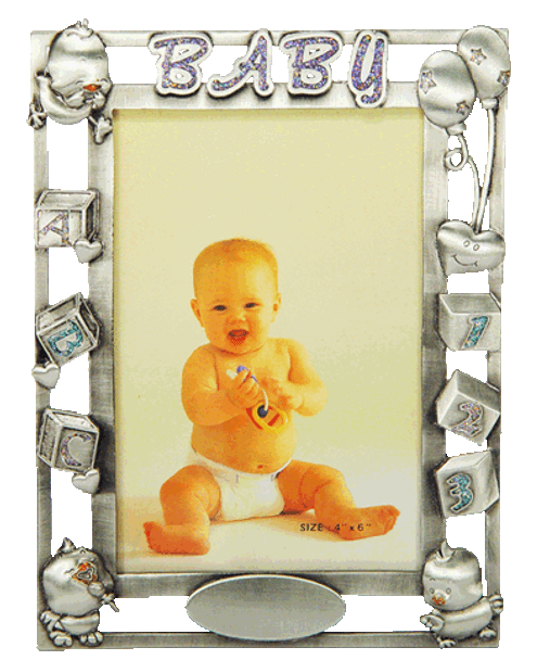 Engravable Pewter Baby Photo Frame - Silver Elegance for Cherished Memories