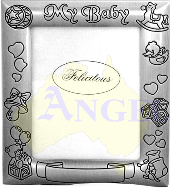 My baby pewter photo frame with engravable space holds 4x6 inch picture