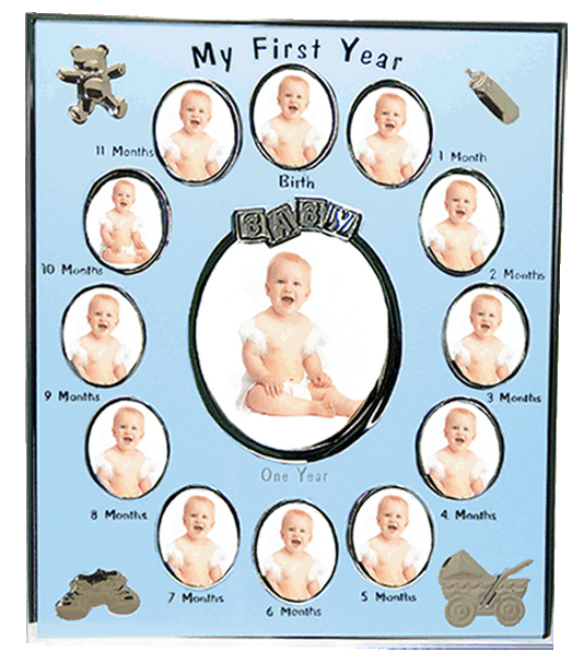 Boys Blue Silver my first year photo collage frame