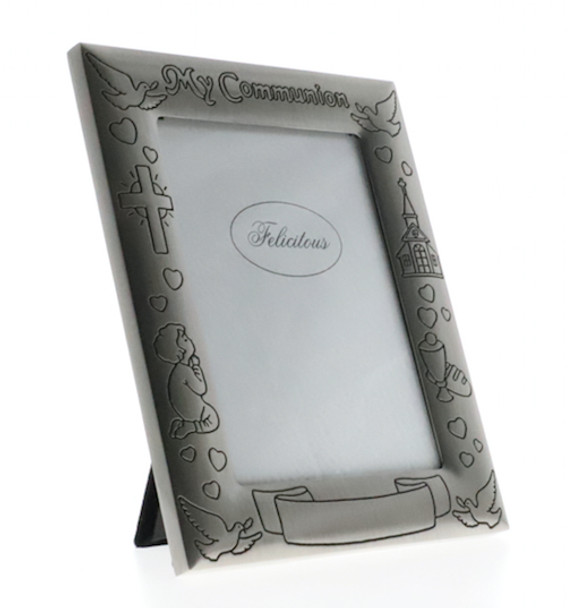 My communion pewter photo frame engravable space 4x6 inch picture