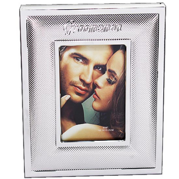 Groomsman Silver two tone contemporary photo frame with metal enamel look