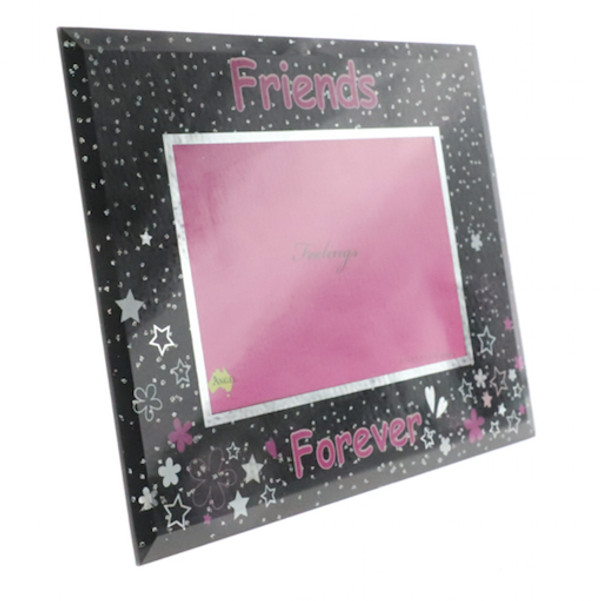 Friends forever photo frame with black and Pink decals, holds 4x6 inch picture