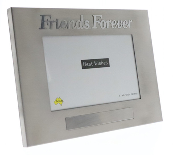 Forever friends pewter photo frame with engravable space 4x6 inch picture