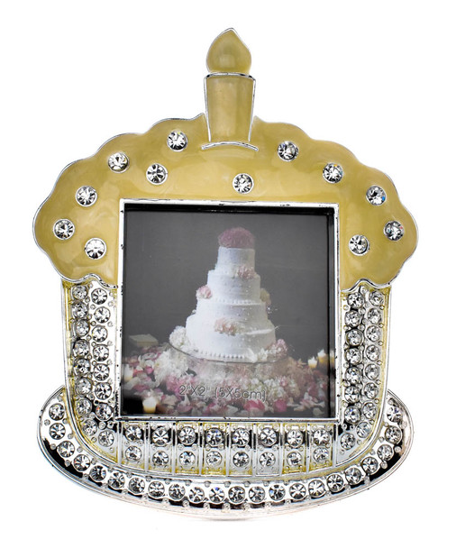 Birthday picture frame cake shaped 1st birthday crystal design