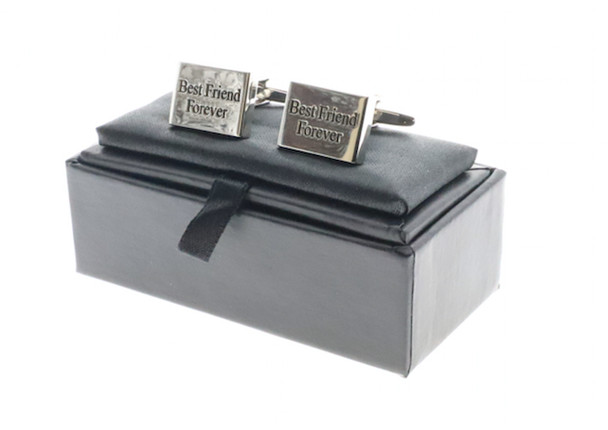 Silver cufflinks with best friend forever embossed