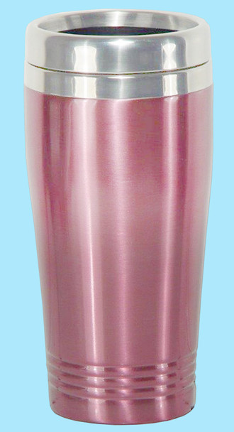 Pink plain stainless steel stubby holder in matt finish