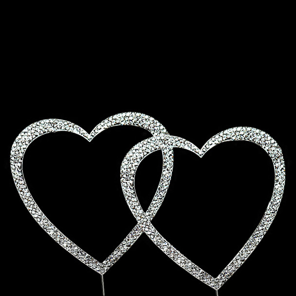 Double hearts cake topper with crystal design