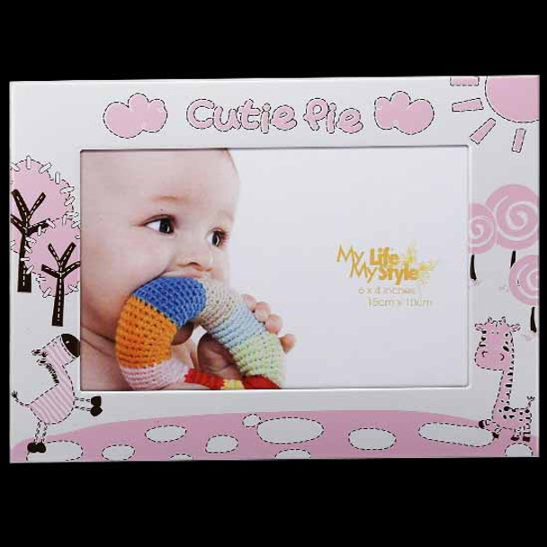 Pink cutie pie baby photo frame, holds 4x6 inch picture