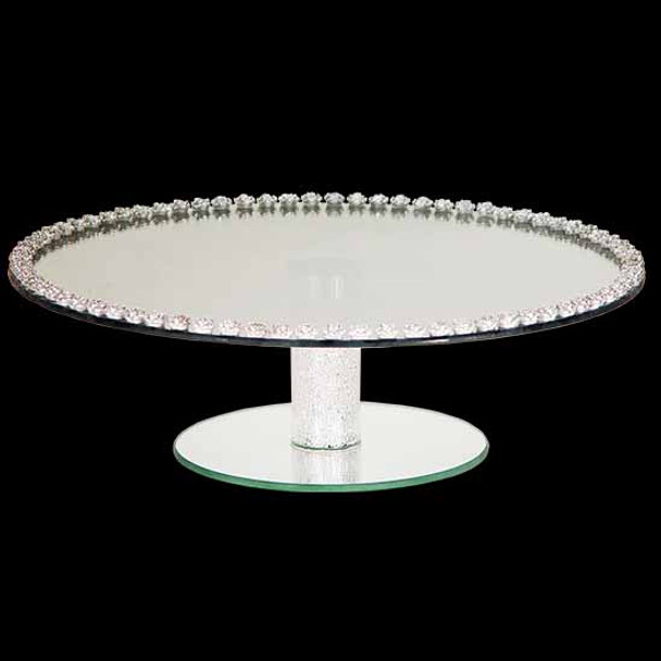 Glass cake stand with crystal stand and crystal design