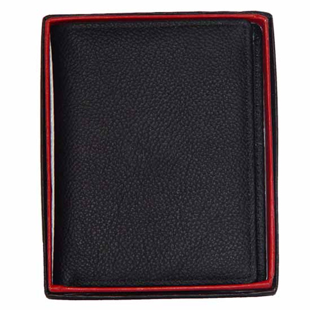 Mens trendy large black leather wallet with credit card slots