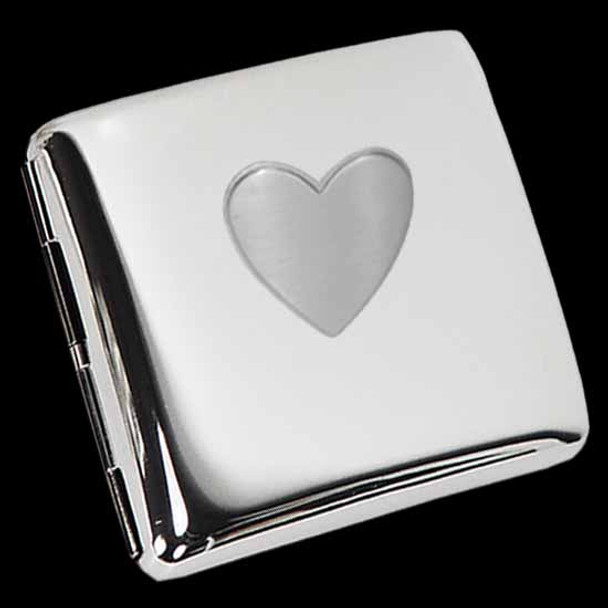 Heart Cigarette case with Heart silver pewter badge on Cigarette case