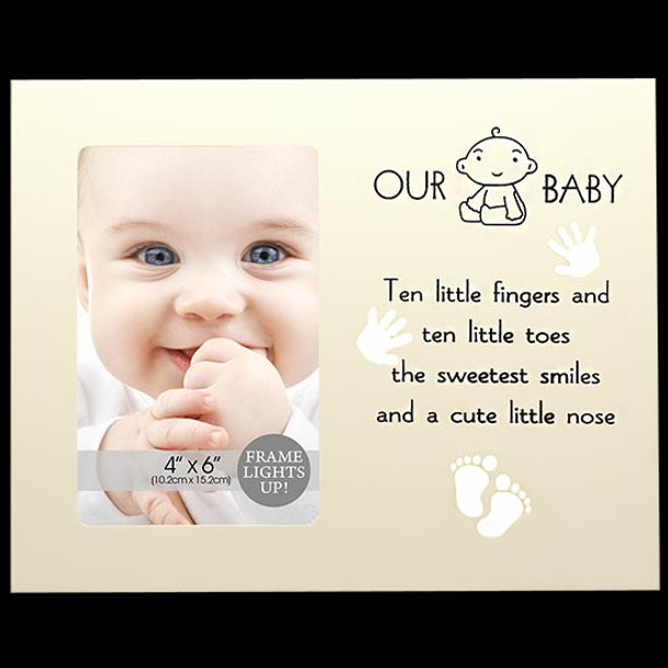 LED light up photo frame for baby, holds 4x6 inch picture