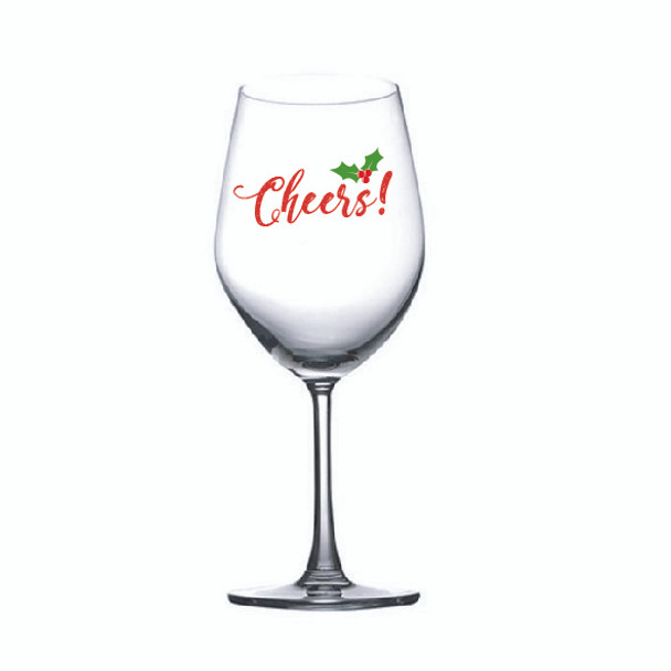 Wedding Wine glass single with Cheers  Gold or Red Decal on glass 590ml