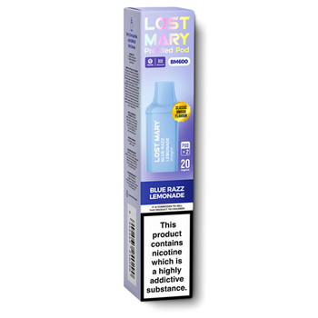 Lost Mary BM600 blue razz lemonade flavour vape pod packaging