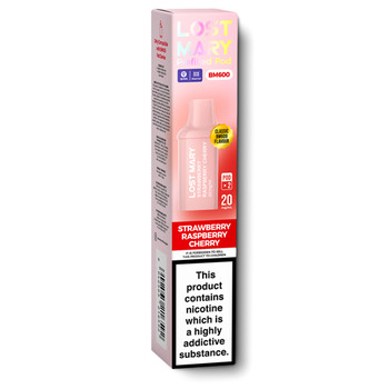 Lost Mary BM600 strawberry raspberry cherry flavour vape pod packaging