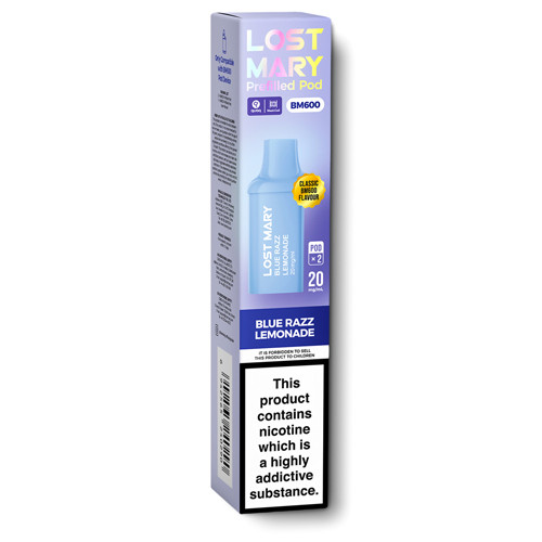 Lost Mary BM600 blue razz lemonade flavour vape pod packaging