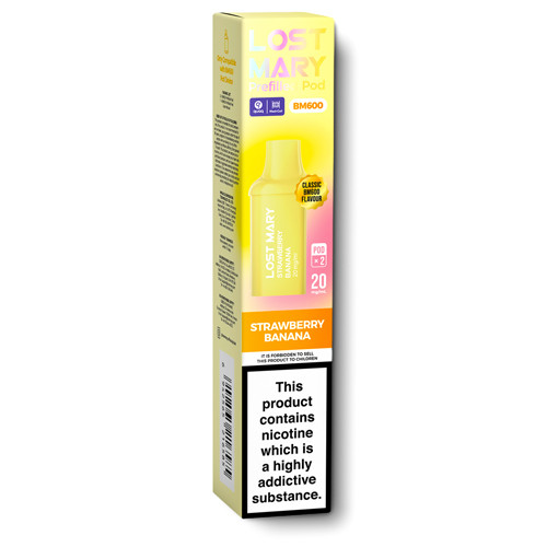 Lost Mary BM600 strawberry banana flavour vape pod packaging