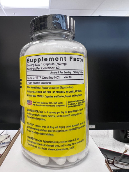 Creatine HCL CON-CRET (60 Capsules) — Nutrimart (image 2)