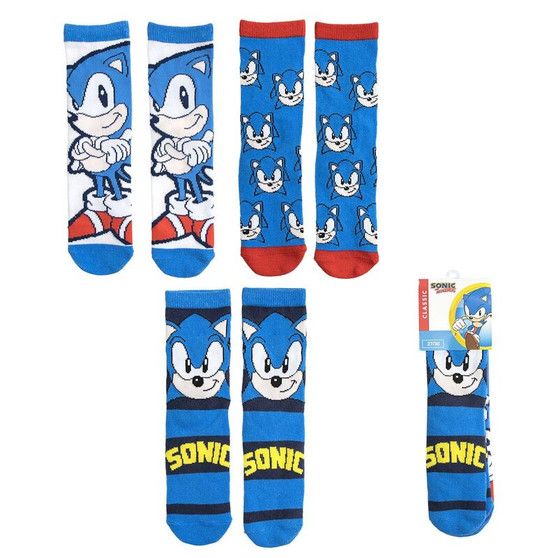 The Hedgehog Sonic Assorted 3 Pack Socks