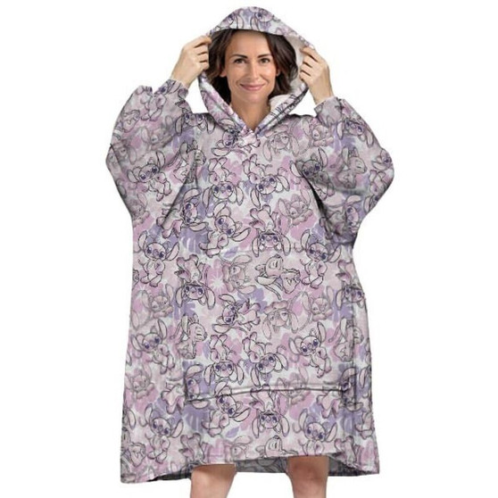 Disney Stitch Angel Oversize Coral Hooded Blanket
