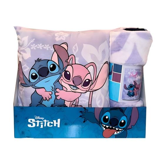 Disney Stitch & Angel Blanket & Cushion Set
