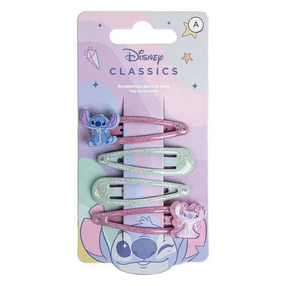 Disney Angel & Stitch 4 Pack Hair Clips