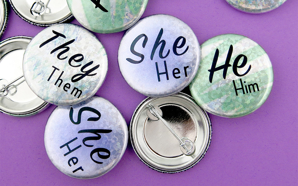Pronoun Pins &amp; Buttons - Busy Beaver Button Co.