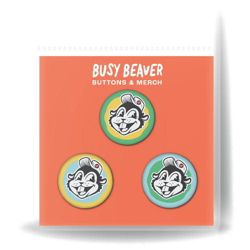 Custom button and pin Fixed Display Pack with pin-back buttons, pins, and backing card – ideal for artist merch, product launches, or brand promotions