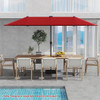 13 FT Large Patio Umbrella with LED Solar Lights and Crank Handle-Red - Color: Red D681-NP12228WN