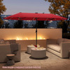 13 FT Large Patio Umbrella with LED Solar Lights and Crank Handle-Red - Color: Red D681-NP12228WN