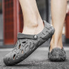 Color: PURPLE, Shoe Size: 41 - Men Summer Slippers Thick Sole Mens Clogs Sandals Hollow Breathable  F640-12000045477823839