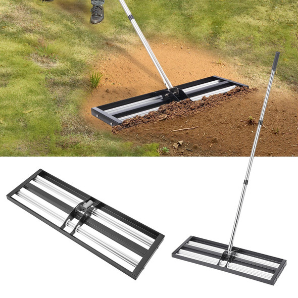 Updated Lawn Leveling Rake with Roller, 30" x 10" Stainless Steel Lawn Leveler with 83.9" Adjustabl E415-CPPZPEKGLK104T4UGV0