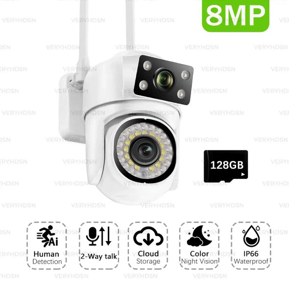 Sensor Size: 1/2.8'', Plug Type: US PLUG, Ships From: CHINA - 4K 8MP FHD WIFI Camera Smart PTZ Dual F640-12000038284357067