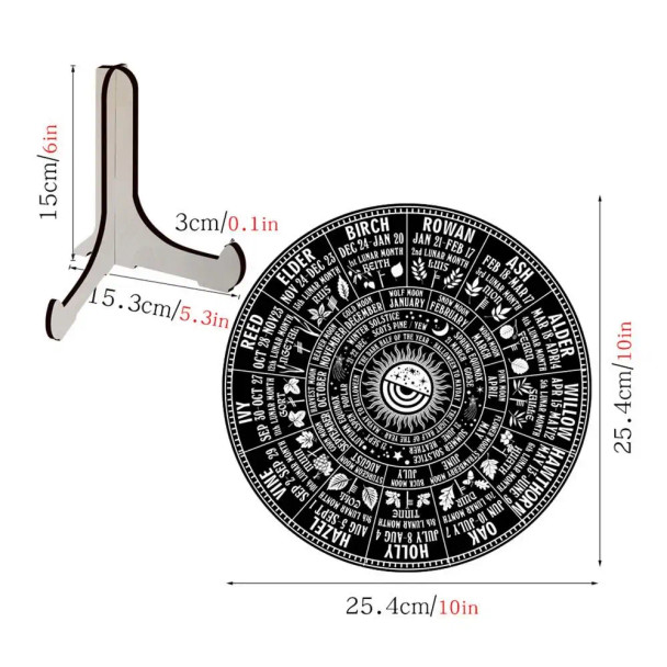 Color: Red, Ships From: CHINA - Wheel of The Year Wooden Sign Wall Round Plaque Witch Pagan Wiccan  F640-12000037160193862