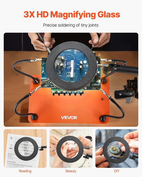 Magnetic Helping Hands Soldering Station, 4 Flexible Arms Third Hand Tool with 3X LED Magnifying La E415-FZSHJZ4GFZSB7GHH2001V9