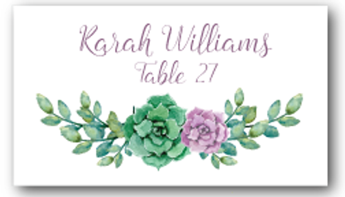 Place Cards - Green and Purple Succulent - CorkeyCreations.com