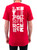 Photo of the back of a person wearing a red t-shirt with the words “LETTERFORM ARCHIVE” in three columns of letters from various sources.