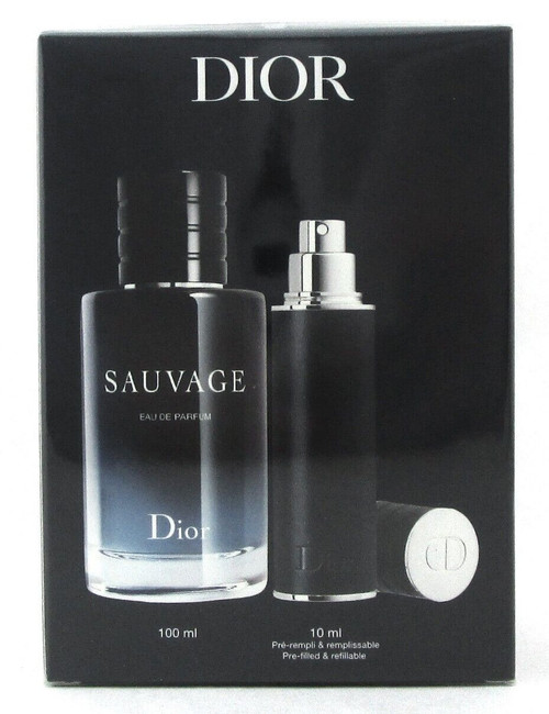 Dior Sauvage 3.4 oz. EDP Spray & 10 ml. EDP Refillable. NewTravel Set for Men