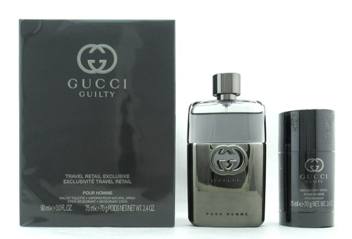 Gucci Guilty 2 Piece Set for Men EDT Spray 3.0 oz. + Deodorant Stick 2.4 oz. New