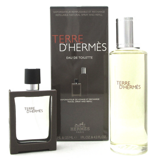 Terre D'Hermes 1.0oz EDT Refillable Spray + 4.2oz EDT Refill. Travel Set. Sealed
