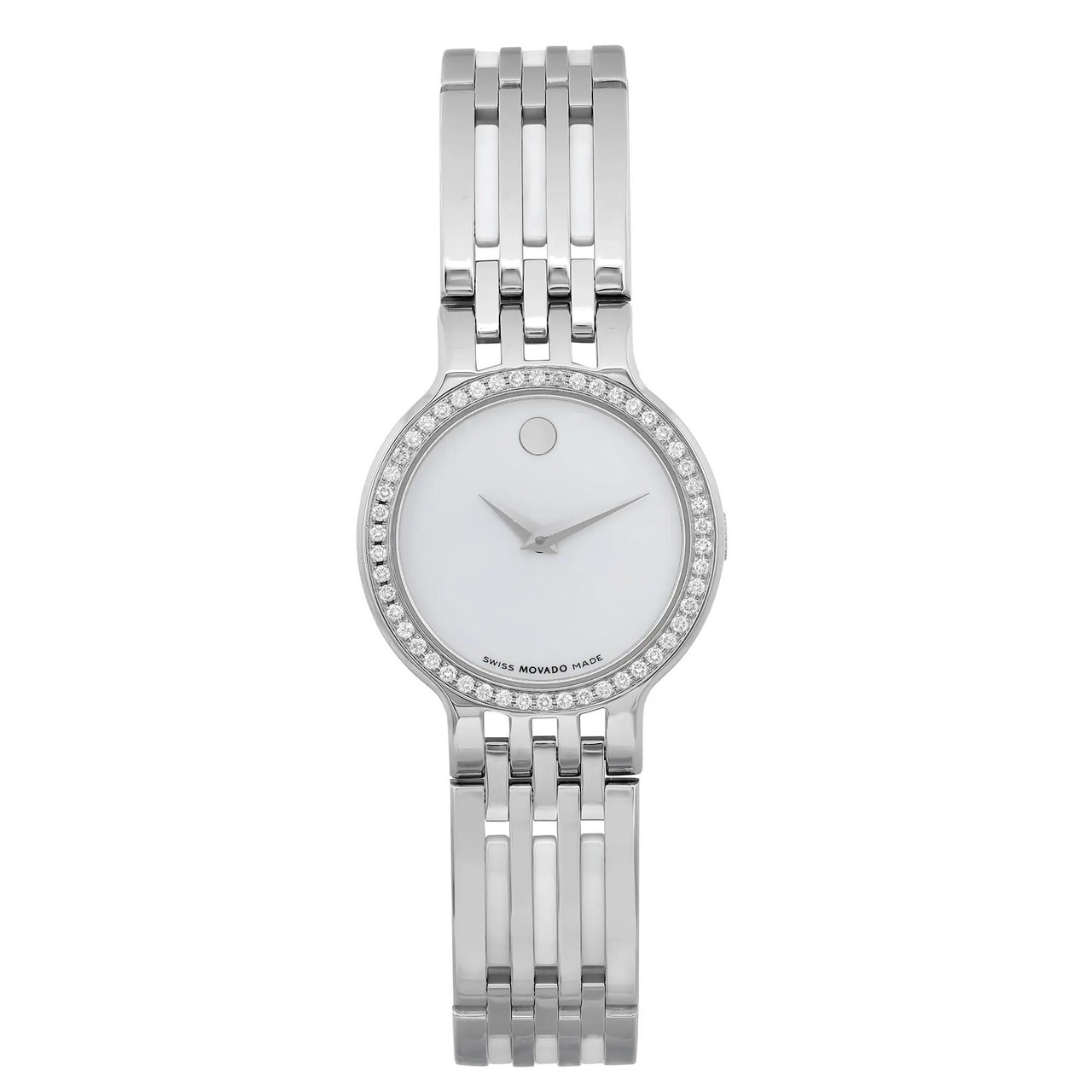 Movado Esperanza Diamonds White Dial Steel Ceramic Quartz Ladies