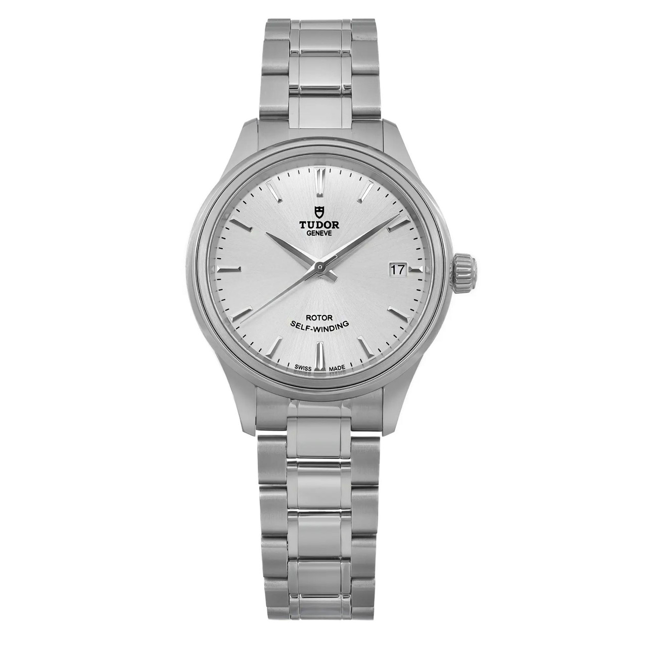 Tudor Style 34mm Stainless Steel Silver Dial ladies Automatic