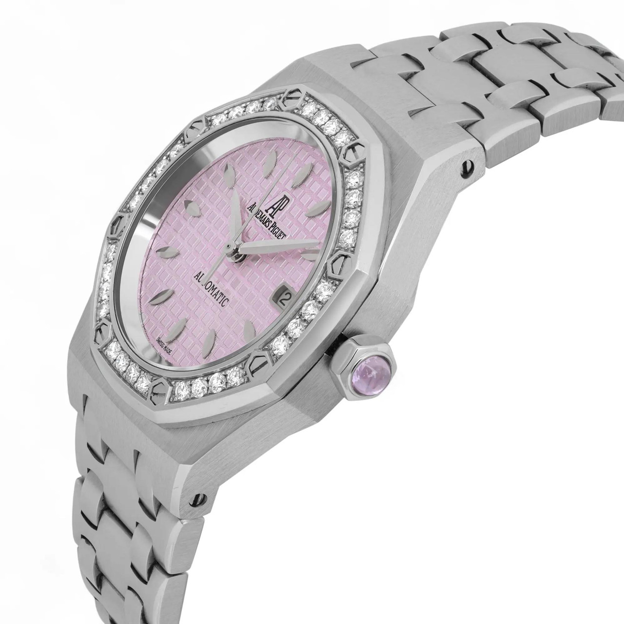 Audemars Piguet Lady Royal Oak 33mm Steel Pink Dial Diamond Bezel