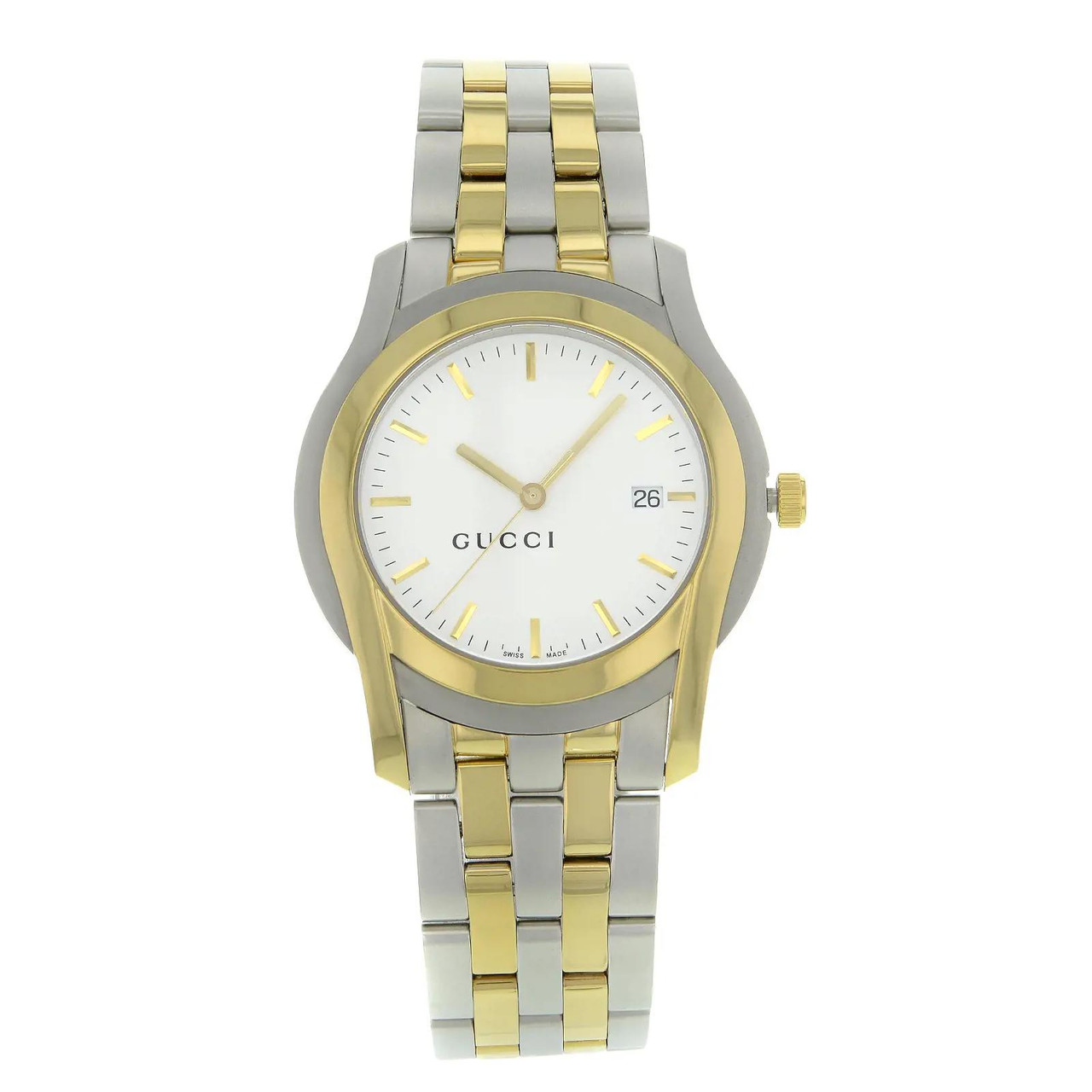 Gucci 5500 XL Two-Tone Steel 38mm Date White Dial Quartz Unisex