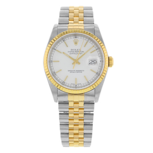 Front Full View Of Rolex 16233 Stainless Steel Watch Pre Owned Condition Good