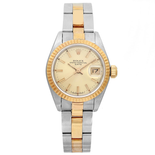 Front Full View Of Rolex 69173 Stainless Steel Watch Pre Owned Condition Good